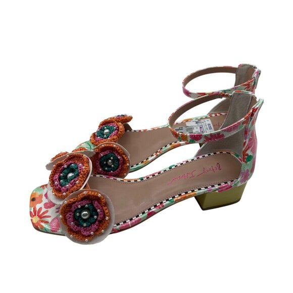 Betsey Johnson Size 9.5 Floral Embellished Fashon Ankle Strap Sandals - Picture 5 of 8